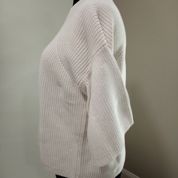 LOFT CREAM KNIT WITH FLARED SHORT SLEEVE SWEATER WOMEN SIZE XL - Picture 9 of 10